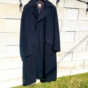 Banana Republic mens black wool double-breasted long peacoat top coat